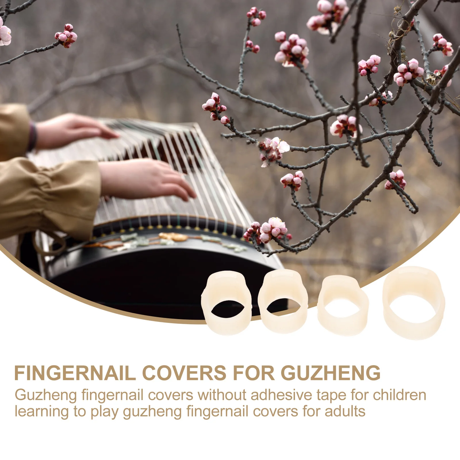 

2Sets Guzheng Nail Protection Covers Flexible Silicone Finger Protectors Guzheng Practice Supplies Durable Anti-Allergy