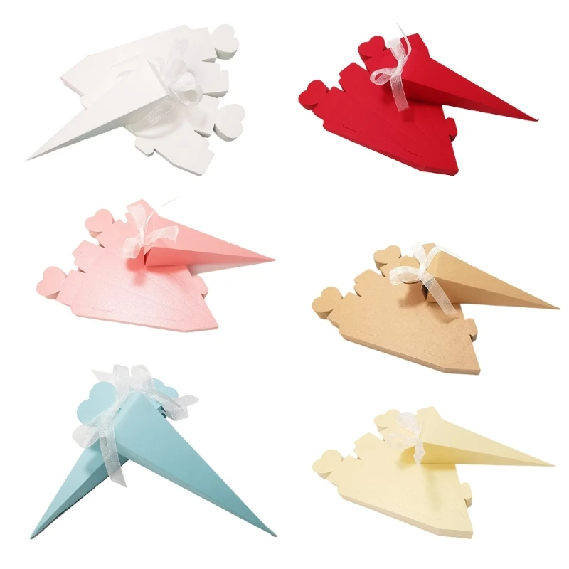 

50 Pcs Heart Pyramid Gift Boxes Paper Boxes Candy Boxes for Wedding Party