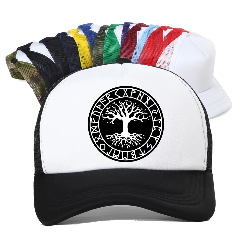 

Runes Viking Baseball Cap Summer Mesh Outdoor Adjustable Snapback Fashion Streetwear Hip Hop Hat