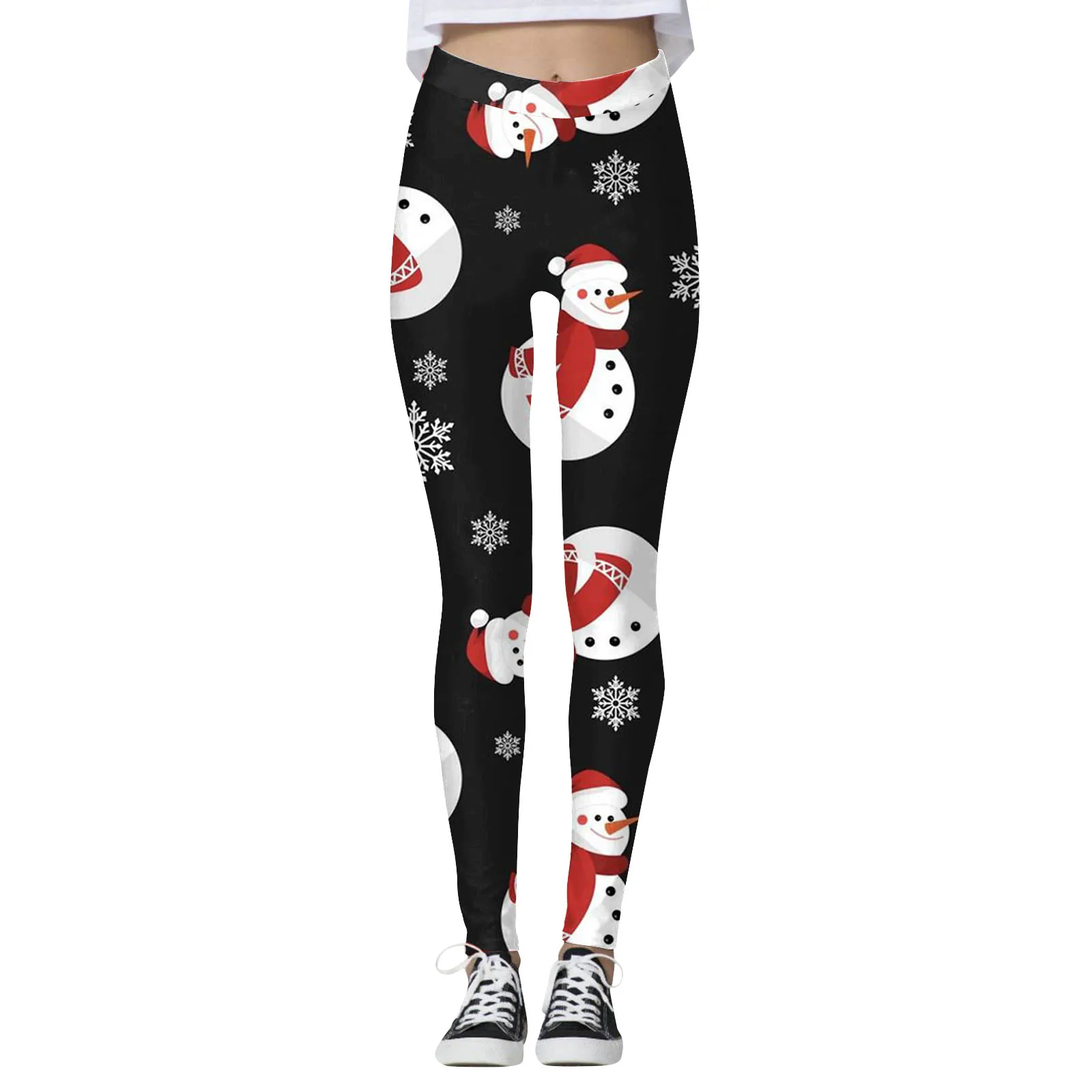 Women Fitness Leggings Christmas Custom Snowman Santa Claus Printed Sportswear Girl High Waist Push Up Leggins Pants Pantalone