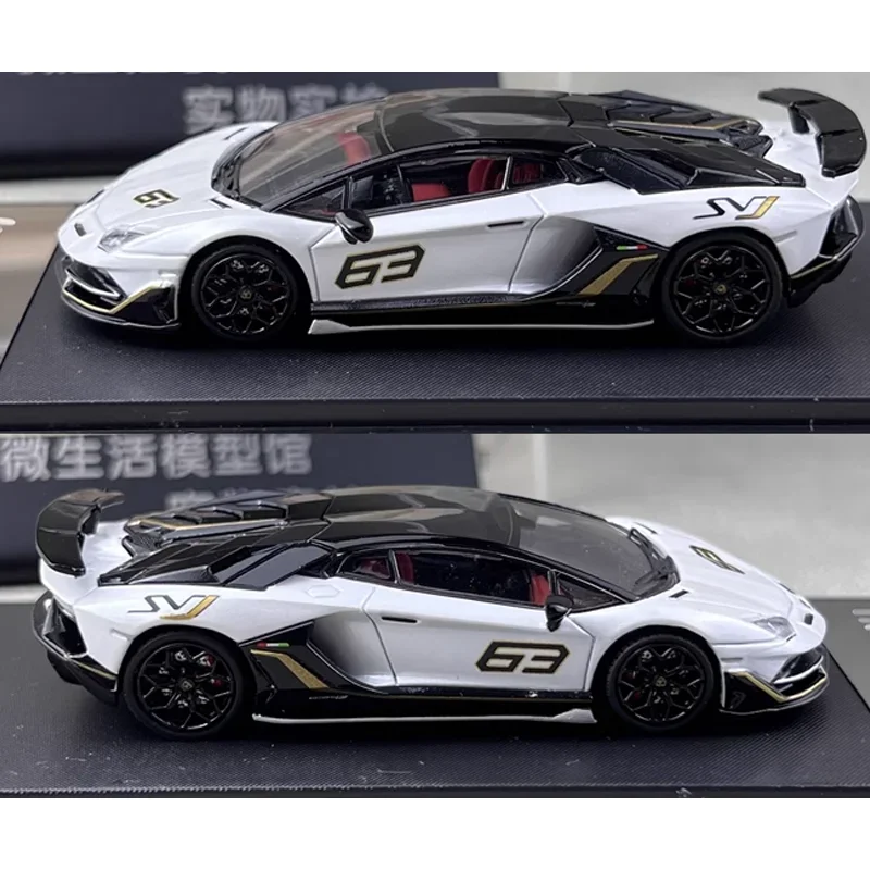 RM 1/64 Lamborghini Aventador LP770-4 SVJ # 63 ของเล่นโลหะผสมมอเตอร์โมเดลโลหะDiecastของขวัญ