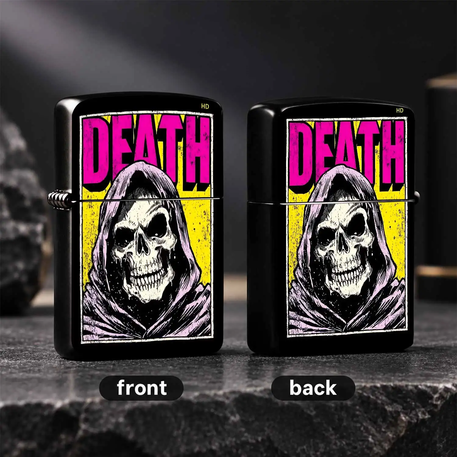 Vintage Death Skeleton Hooded Themed Portable Igniter, Retro Comic Style Streetwear Accessory, Durable Distinctive All-Scenario Daily Use Tool For Travel Outdoor Gathering, Unique Creative Gift For Friends Personal Interesting And Humorous