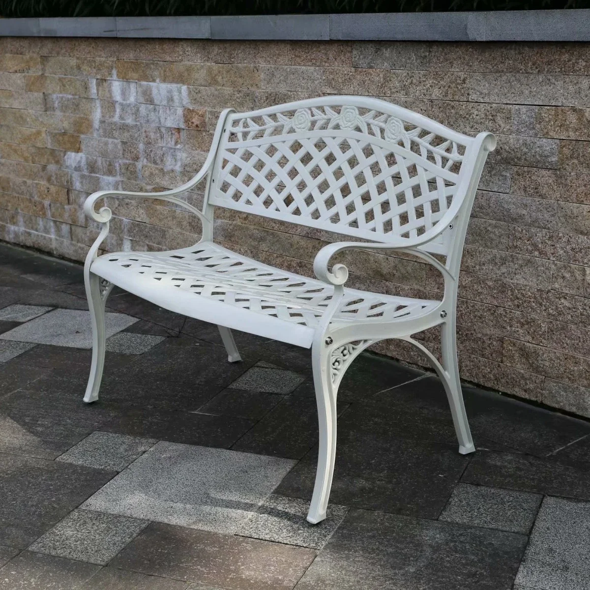 

Park chair garden public leisure chair forest landscape outdoor furniture, white dining chairs outdoor cast aluminum park bench