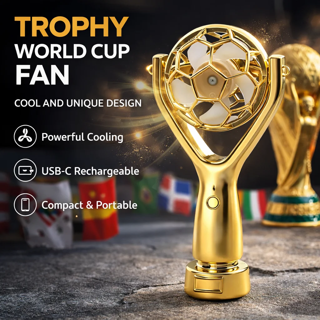 

Мини-вентилятор Trophy, 1200 мАч, перезаряжаемый через USB, 3-скоростной бесшумный настольный вентилятор в золотом/серебряном/розово-золотом цвете для офиса, спальни, улицы, в подарок