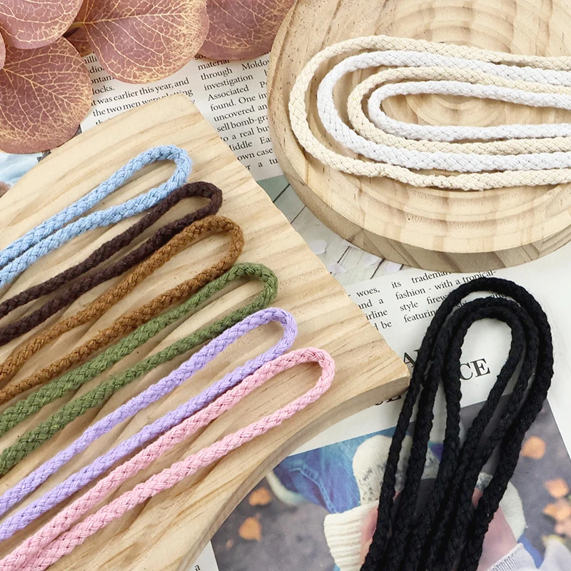

10/20/30/50M Hand Woven Rope 5mm Colored Cotton Cord By Meters Belt Sling Macrame Ropes Home Decoration Plant Wall Hanger Cords