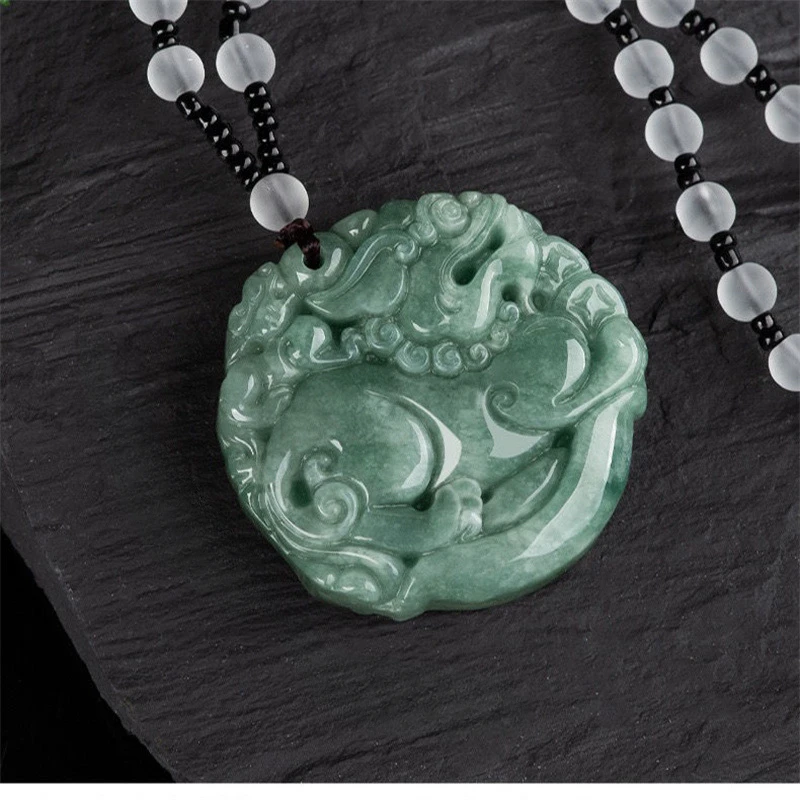 Natural Jadeite A Product Yuanbao Pixiu Pendant Men's and Women's Qilin Treasure Jade Pendant