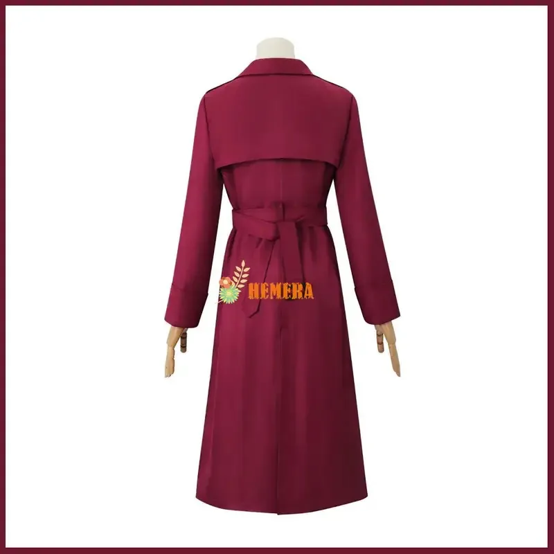 2025 11 2024 جديد أنيمي لامع روج ريدستار تأثيري حلي شعر مستعار أحمر طويل خندق معطف موحد امرأة مثير هالوين كرنف