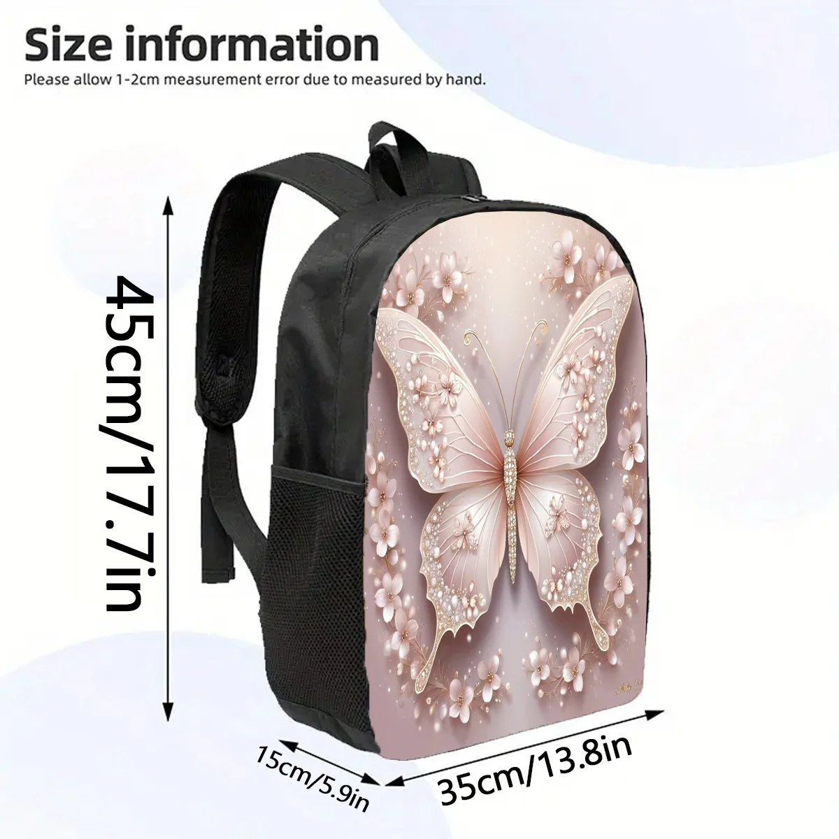 

1 Elegant butterfly backpack 17-inch large capacity, suitable for school, work, travel and as a gift