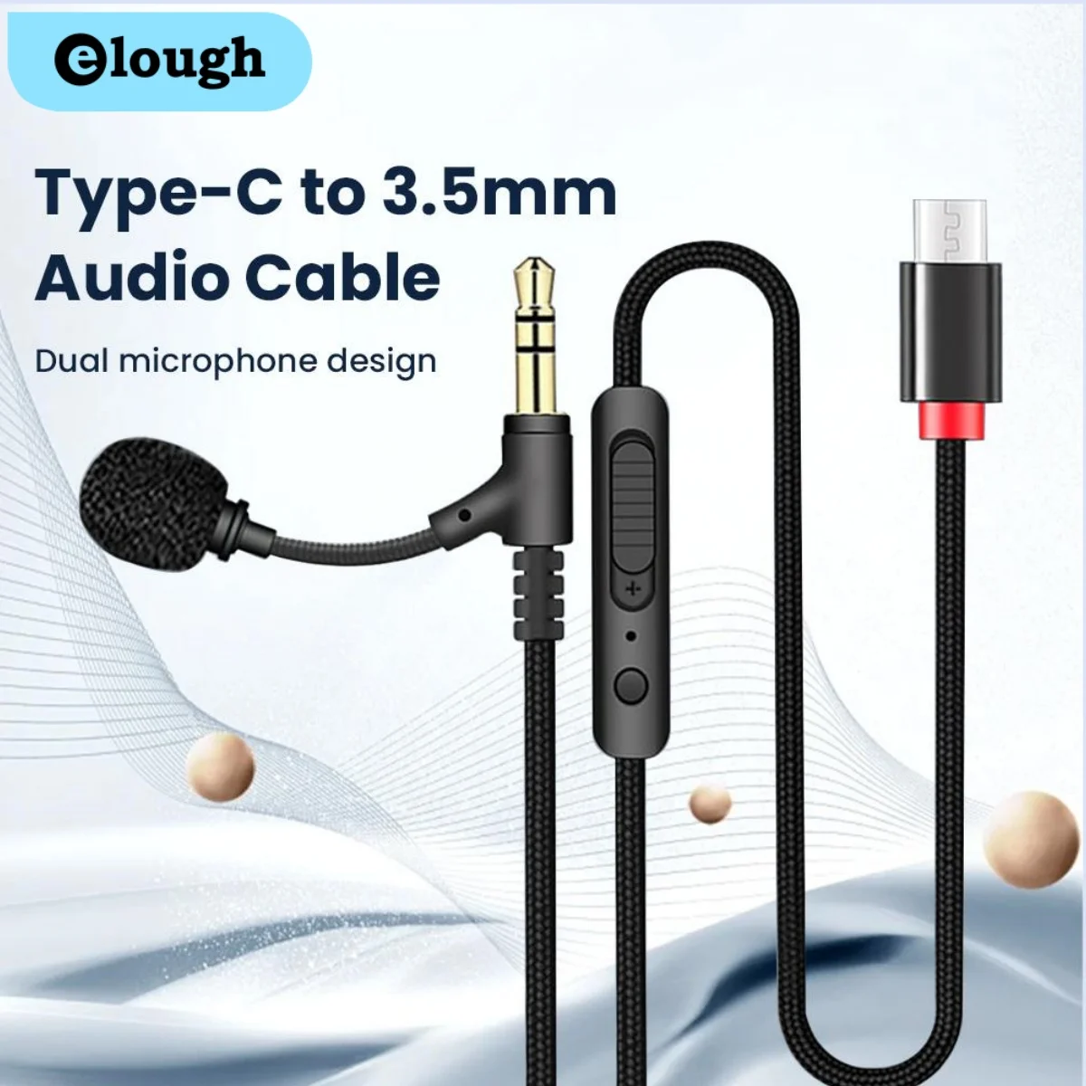 Digital Chip Type C With Microphone Audio Cable Head Mounted Headphones Adjust Volume Control Microphone AUX Audio Cable