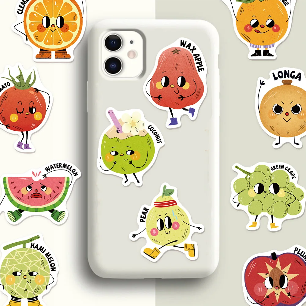50PCS Creative English Picture Book Style Fruit Graffiti Reward Stickers Tags Phone Cases Notebook Water Cups Waterproof Sticker