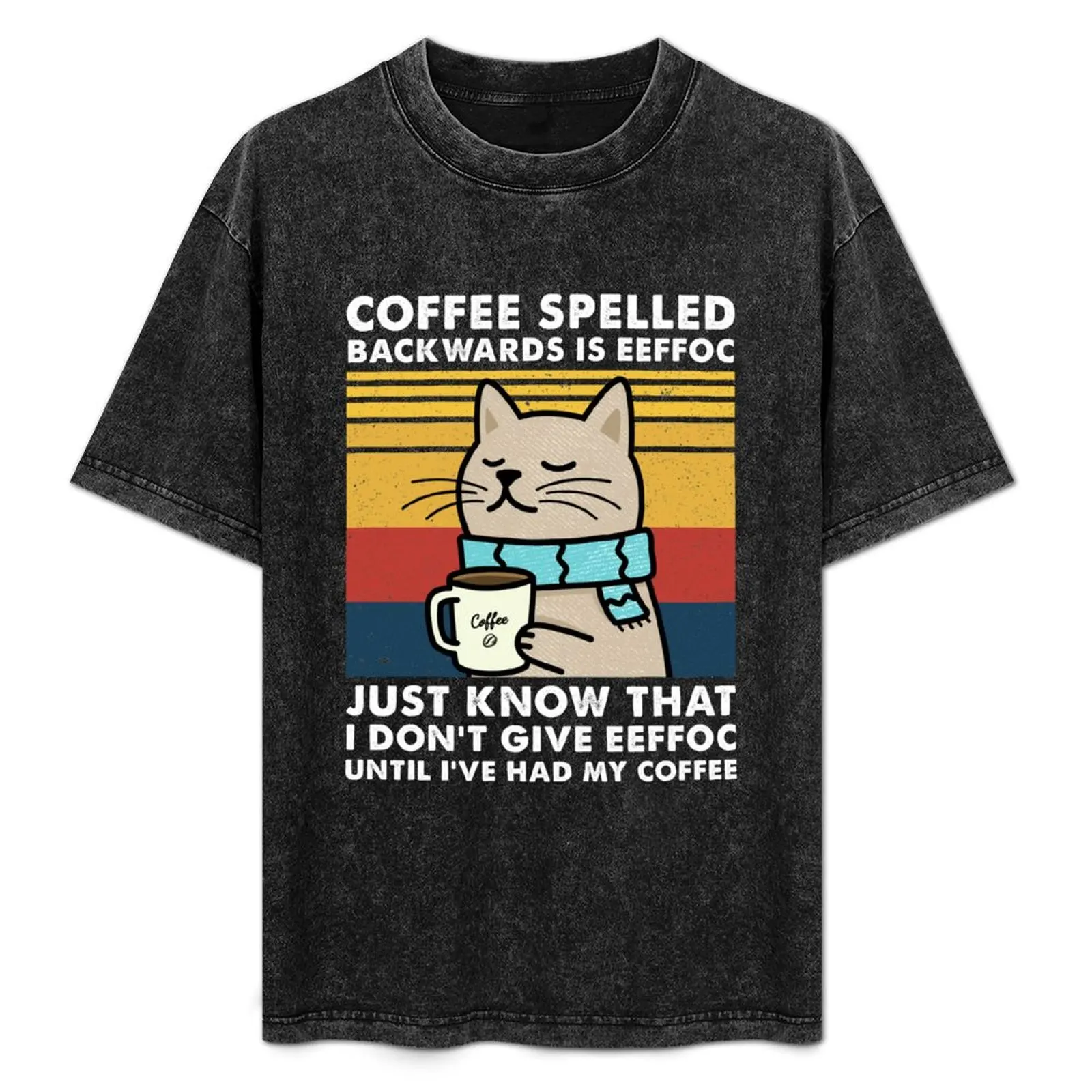 Coffee Spelled Backwards Is Eeffoc Cat Drinking T-Shirt tees plus sizes sweat shirts, men