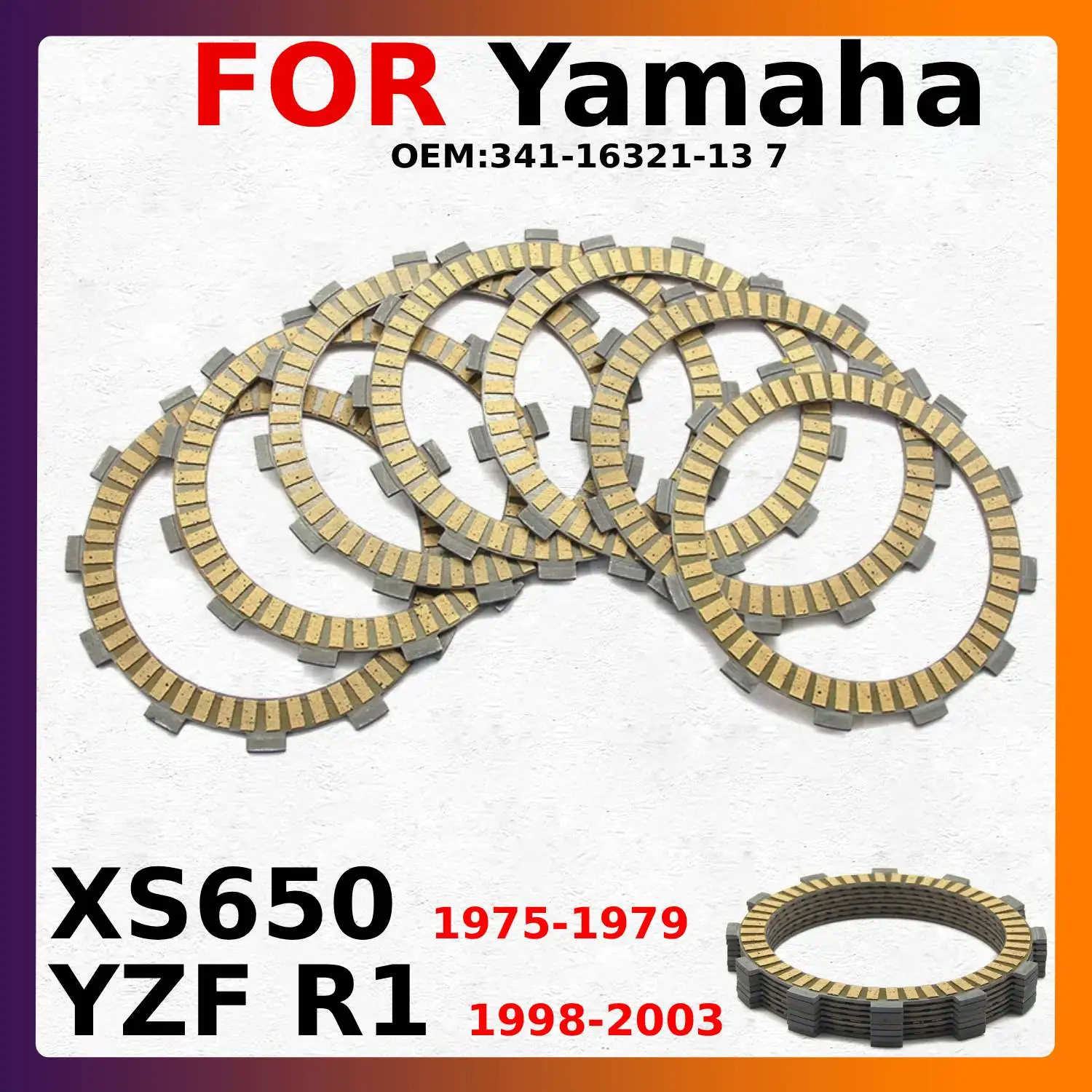

Motorcycle Clutch Friction Disc Plate Kit For Yamaha XS650 1975 7977 7978 1979 YZF R1 1998 1999 2000 - 2003 OEM:341-16321-13 7