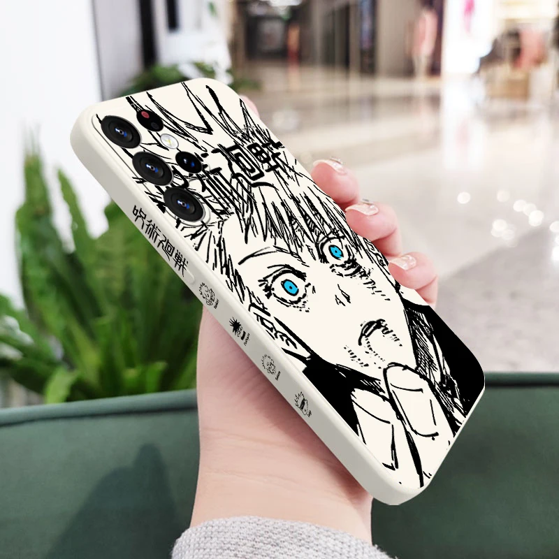 Jujutsu Kaisen Gojo Fashion For Samsung Galaxy S24 S23 S22 S21 S20 FE Ultra Plus S10 Lite 5G Liquid Left Rope Phone Case