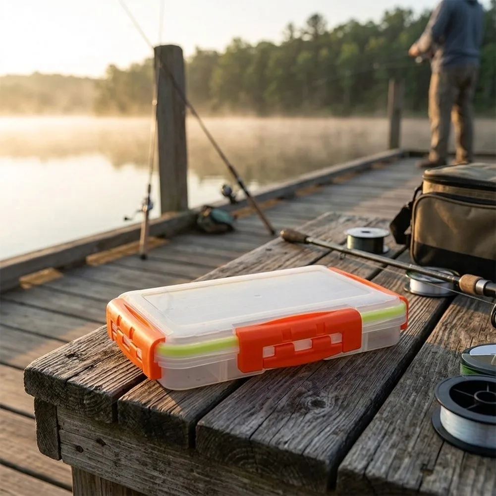 Organizer Tackle Box with Waterproof Protection and Movable Partition System for Tailoring Storage to Specific Fishing Needs