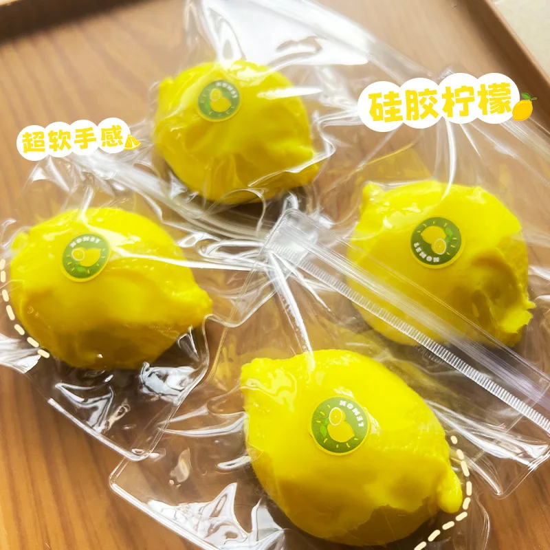 Simulation Fruit Lemon Food Grade Silicone Pinch Stress Relief Toys Cream Feel Squeeze Soft Slow Rebound Toy Kids Sensory Toys