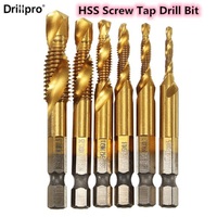 Drillpro 6Pcs M3-M10 Milling Cutters 1/4 Inch Titanium Coated HSS End Mill Set Router Bit For Wood Steel Milling Power Tools