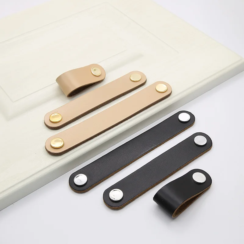 Черная кожаная ручка для ящика, шкафа, двери шкафа, современная мебель для багажа, ручка с одним отверстием, кухонные ручки, ручки и ручки