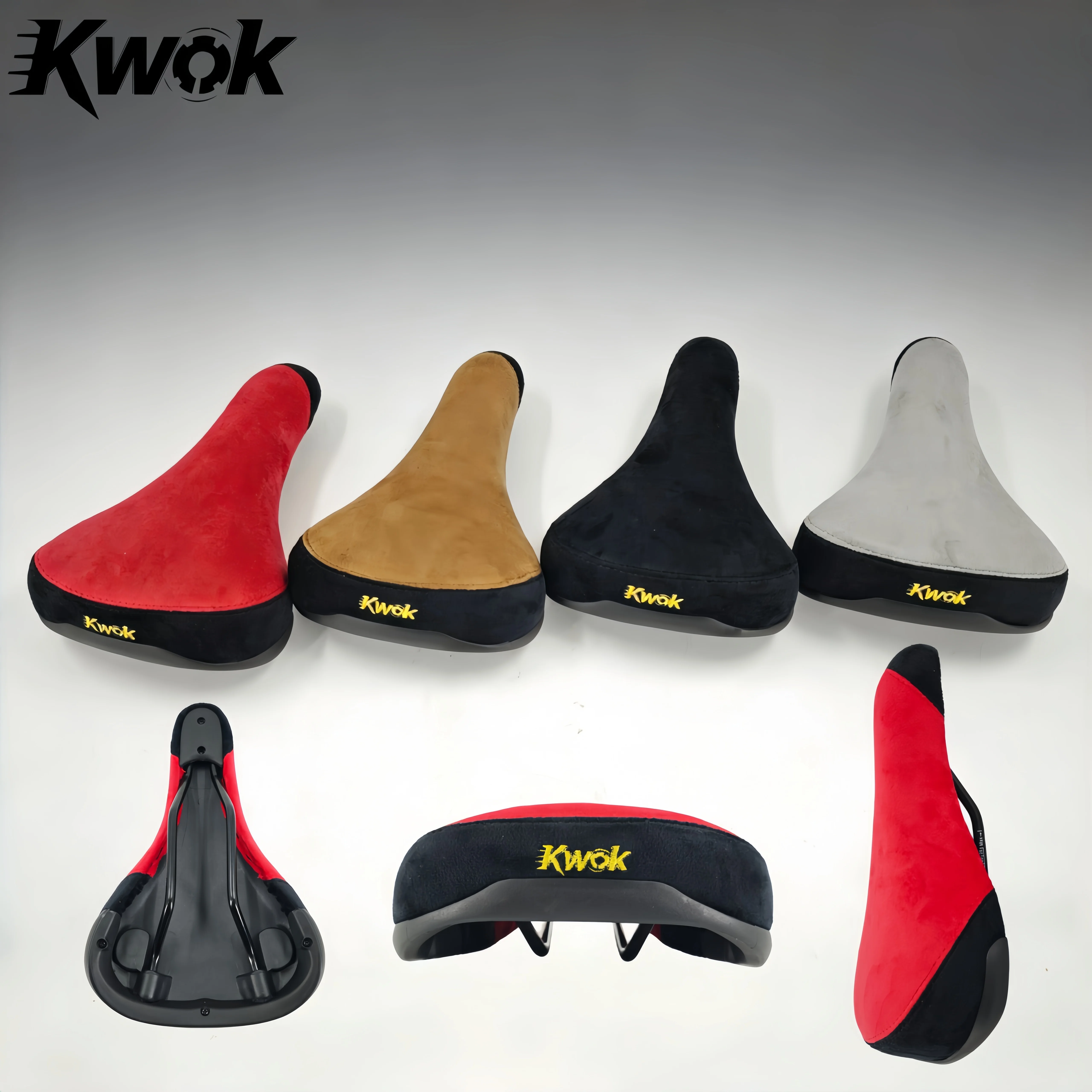 Sillín de Bicicleta Kwok BMX, Asiento de Bicicleta Acolchado de Franela y EVA, 257x170mm, Rieles de 6mm para Bicicleta de Montaña MTB BMX