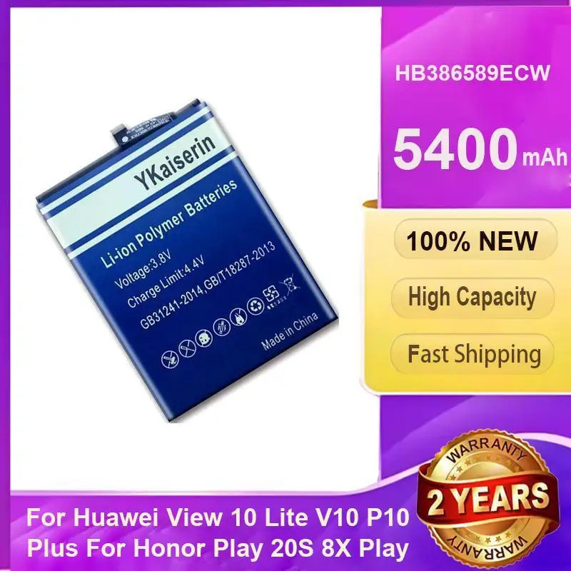 

Аккумулятор HB386589ECW 5400 мАч для Huawei View 10 Lite V10 P10 Plus Honor Play 20S 8X Nova 3 4 L21 Vky-AL00 Mate 20
