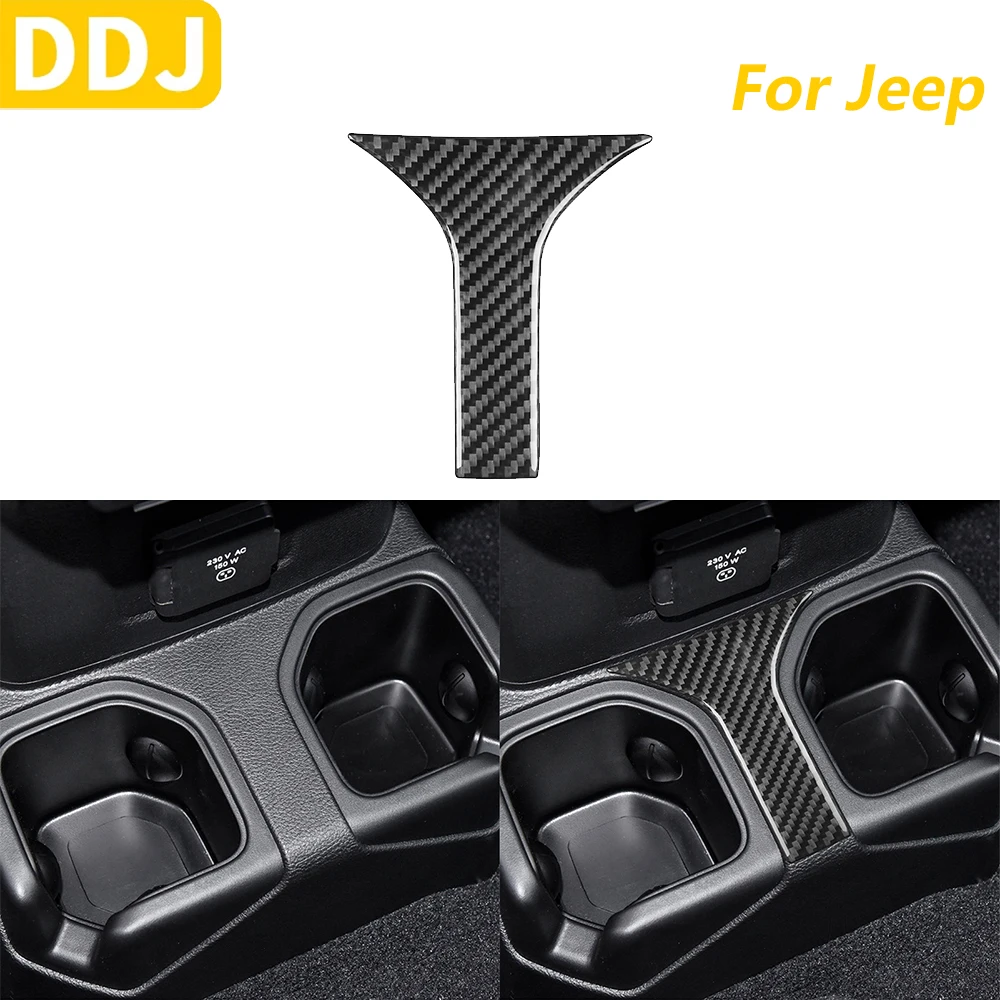 

Для Jeep Wrangler JL 2018-2023 Gladiator 2020-2023 задний держатель для стакана с водой из углеродного волокна, накладка на панель, автомобильные аксессуары, наклейка