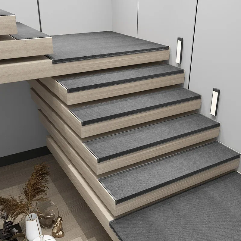 1Pc Home use double-layer non-slip mats for stairs, soundproof rotating step-like carpets, fully covering the stair treads.