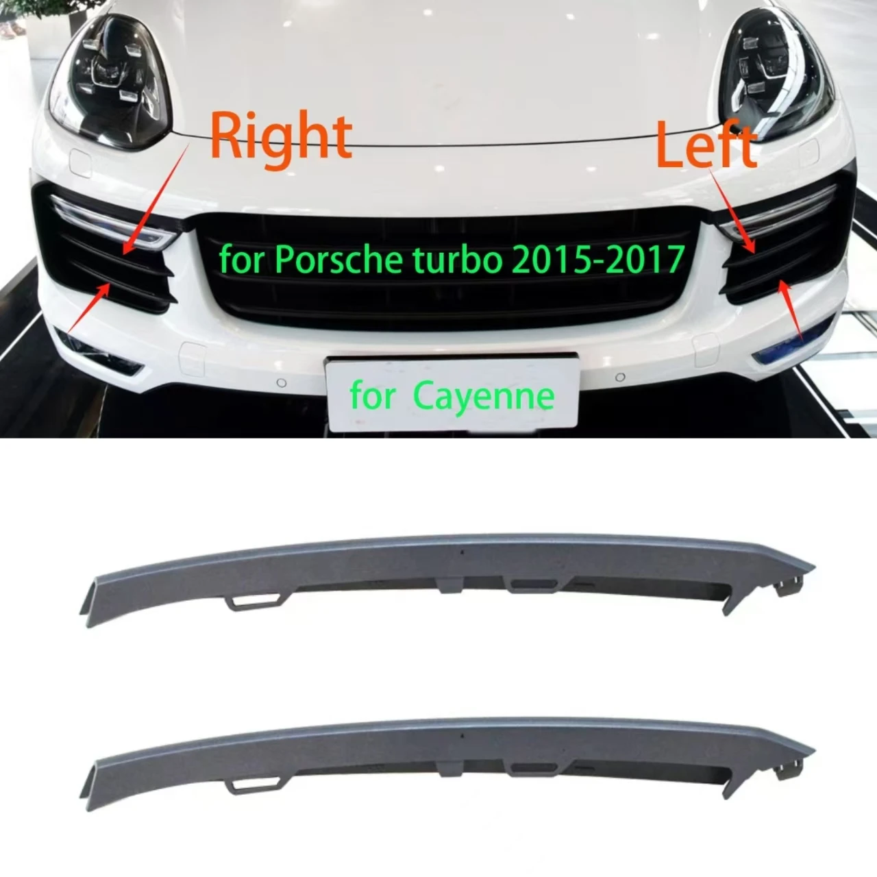

Front bumper grilles decorative strip for Porsche Cayenne turbo 958.2 2015 2016 2017 95850587712G2X 95850587812G2X 95850568512
