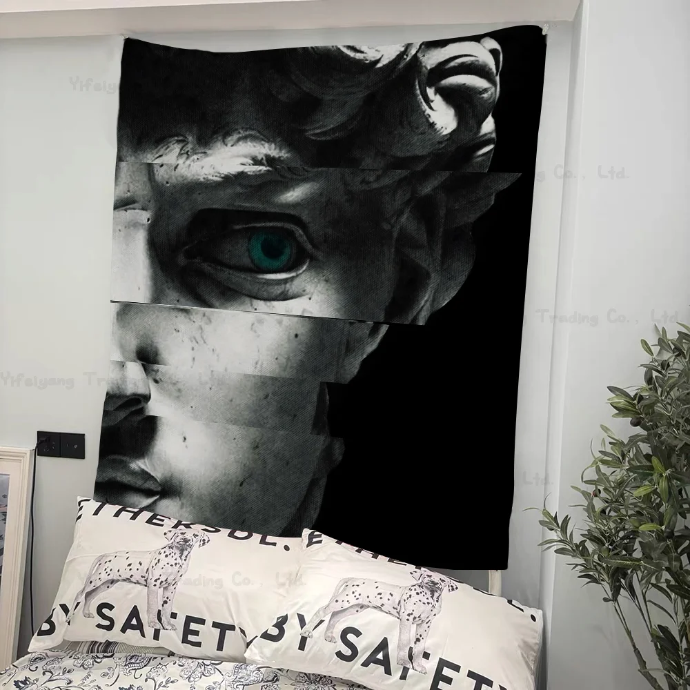 

Funny Sculpture Of David Anime Tapestry Hanging Tarot Hippie Wall Rugs Dorm Wall Hanging Sheets