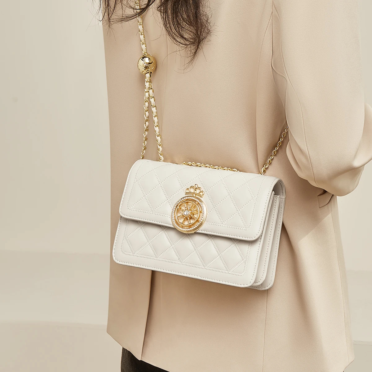 FOXER Split Leather Women\'s Shoulder Bag 2026 New Female Chain Flap Bag Light Luxury Crossbody Bag Best Gift for Mom,Lover