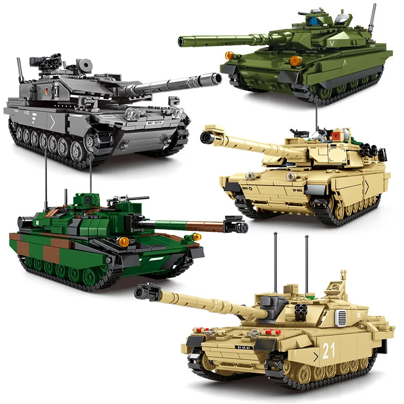 Military series main battle tank building block model challenge leopard 2A7+ ten tank boy children\'s toy gift