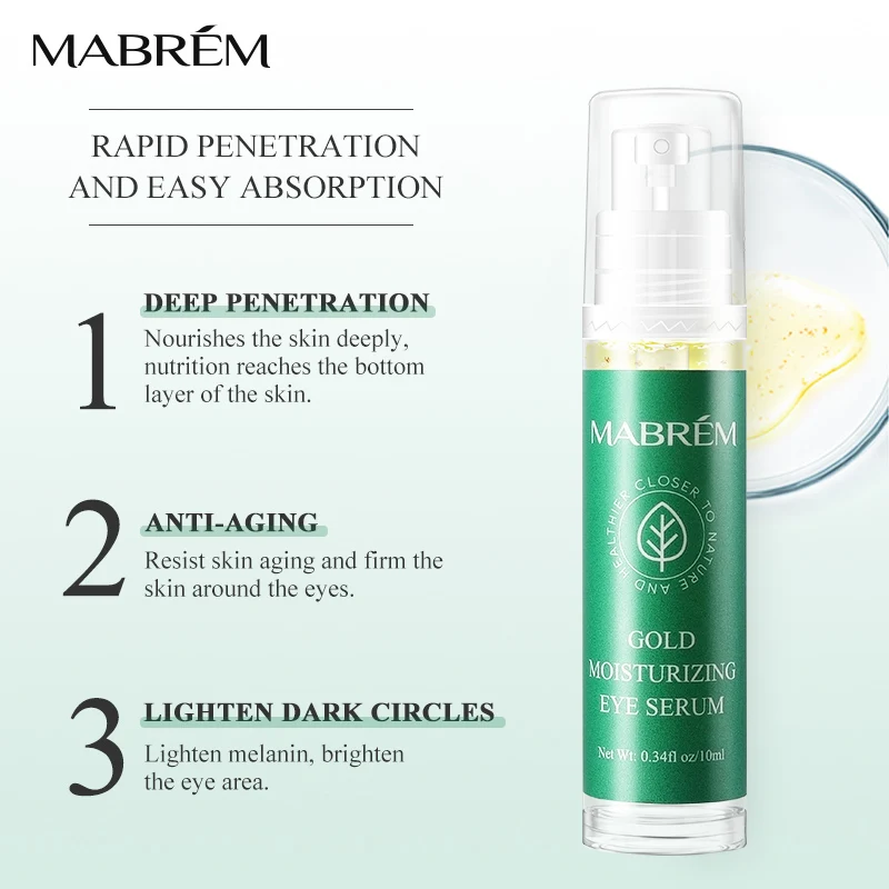 MABREM 22k Golden Eye Serum Moisturizing Anti-Wrinkle Anti-Age Hyaluronic Acid Remover Dark Circles Against Puffiness And Bags