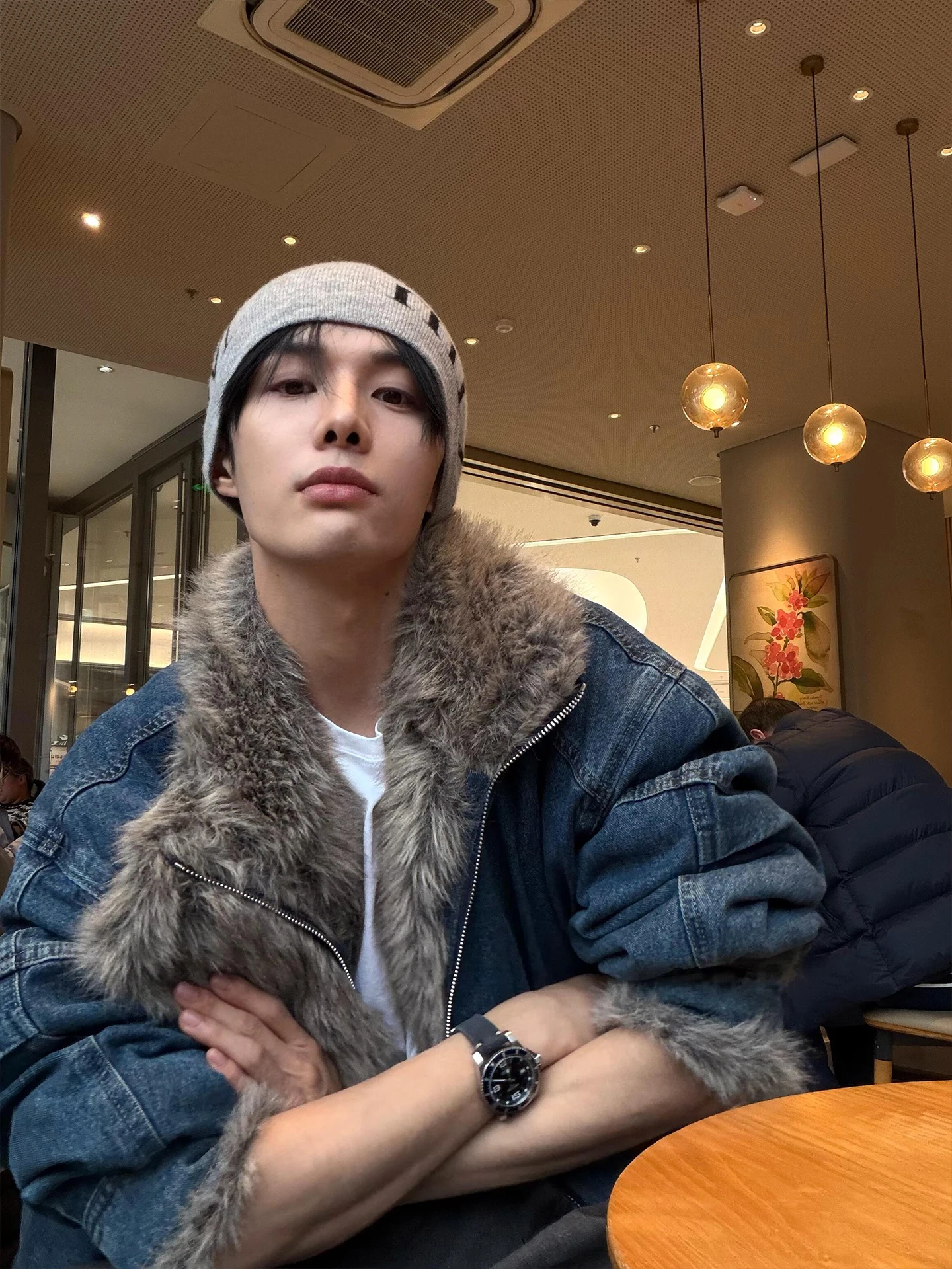 

Мужская зимняя хлопковая куртка Cleanfit Water Waed Denim с меховым воротником, повседневная, свободного кроя, с длинными рукавами, цветная