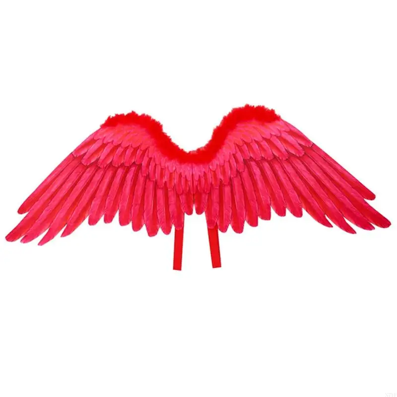 N7YF stylowe skrzydła anioła piórami obręcz do włosów kobiety dziewczęta opaska na głowę rekwizyty kostiumowe na karnawał