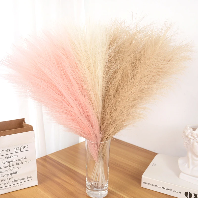 15/30PCS 42CM Artificial Fluffy Pampas Grass Boho Decor, Fake Reed Plants for Wedding Home Party Living Room DIY Vase Decoration