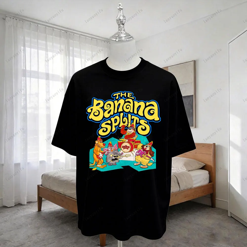 The Banana Splits T-Shirt Loose Y2K Harajuku Streetwear Cotton Unique Men Clothes Cartoon Character Print Summer Funny T Shirt