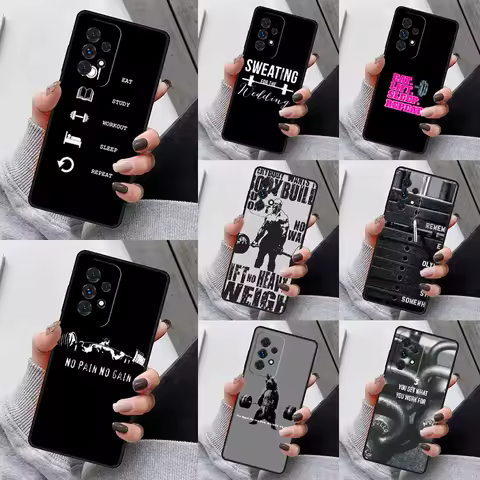 Bodybuilding Gym Fitness Phone Case For Samsung Galaxy S23 S21 S20 FE S24 S22 Ultra Note20 S10 S9 S8 Plus A40 A52 A12 A13 A53