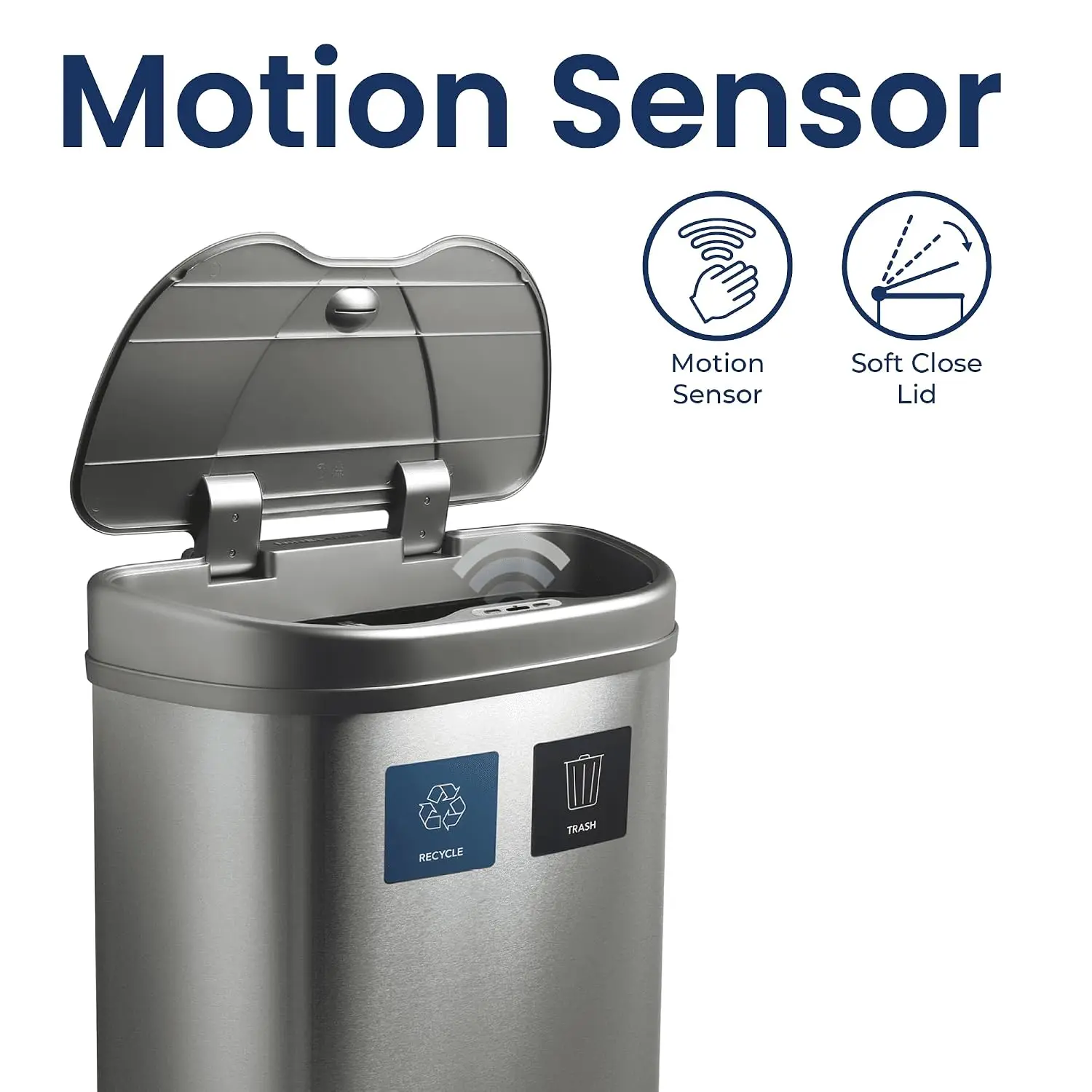 18.5 Gallons Automatic Touchless Kitchen Trash Can, Motion Sensor Trash Can for Kitchen, Office 70 Liter Stainless Steel Recycli