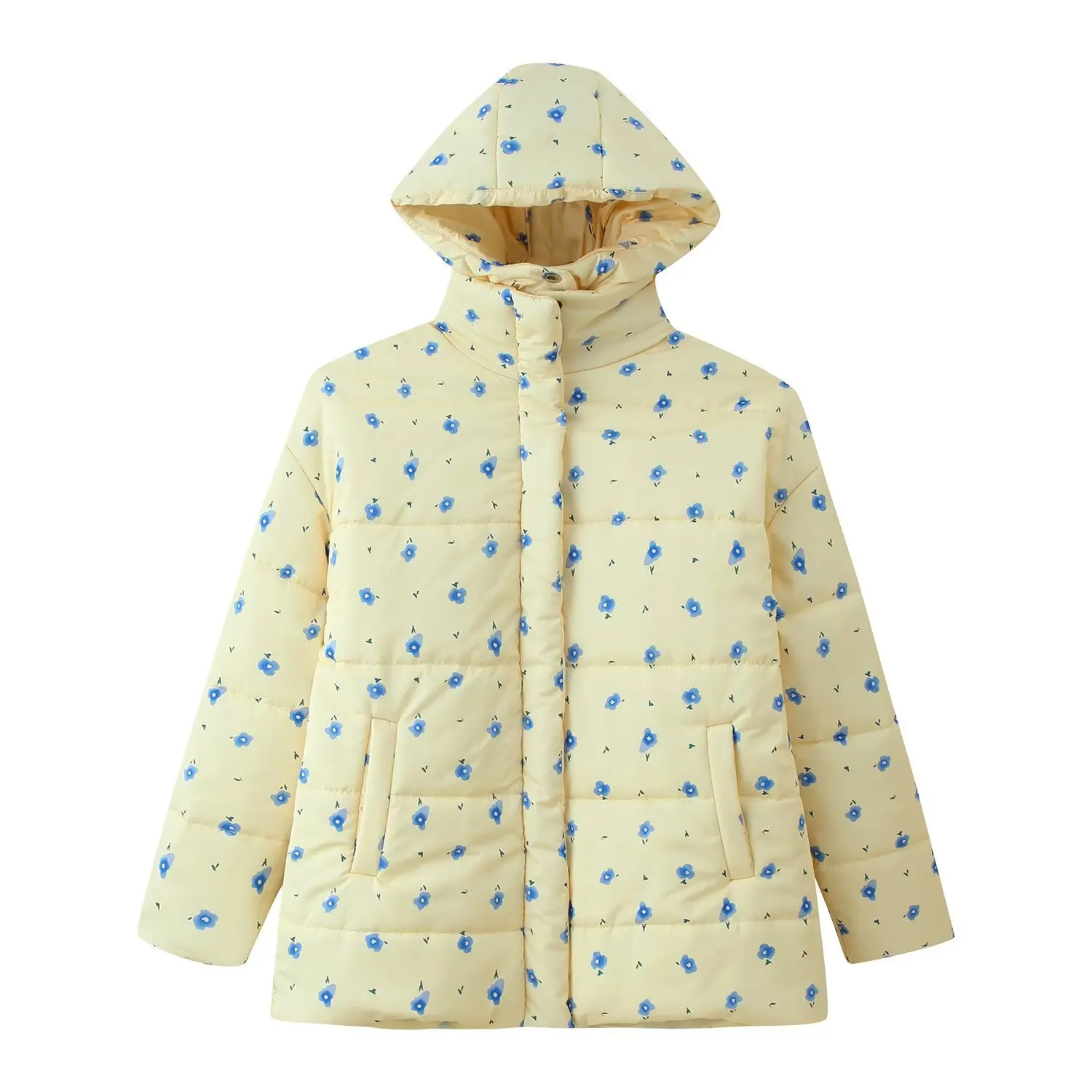 Invierno nueva moda casual estilo universitario reductor de edad y cálido pequeño estampado floral chaqueta de algodón estilo dulce