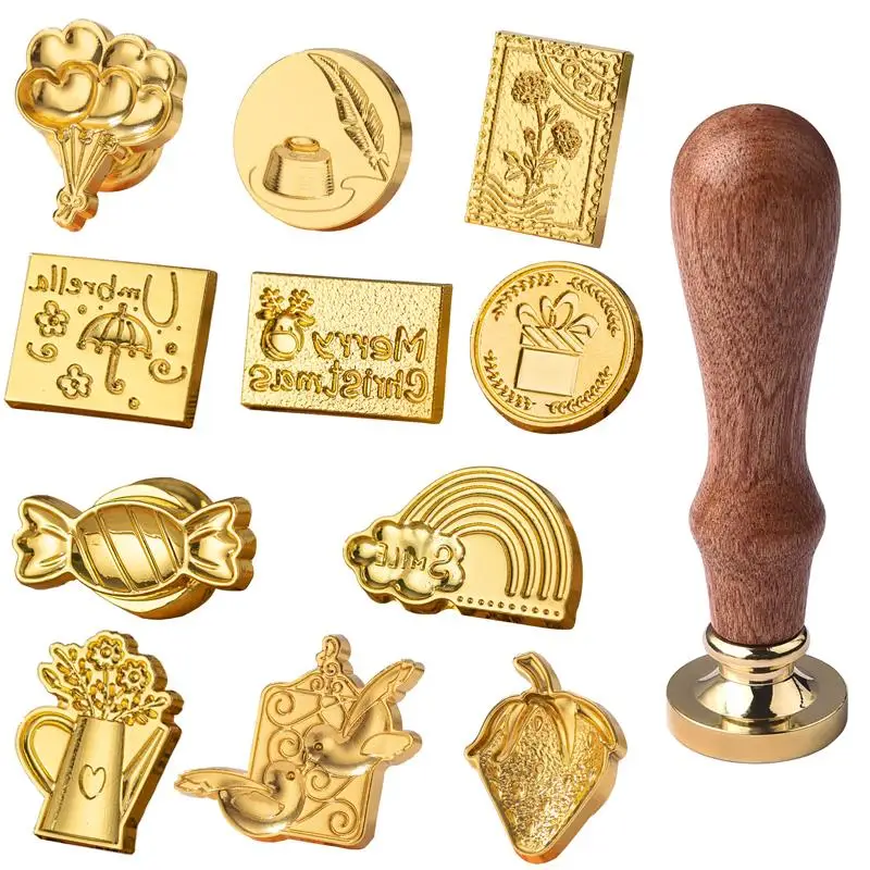 Sello de cera en relieve 3D, cabezal de sello de sellado Vintage para tarjetas de álbum de recortes, sobres, invitaciones de boda, embalaje de regalo