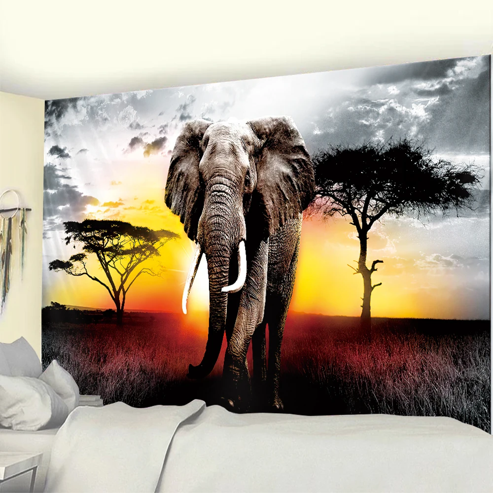 Forest Elephant Home Decor Art Tapestry Hippie Boho Decor Wall Hanging Tarot Room Decor Mandala Background Wall Sheet