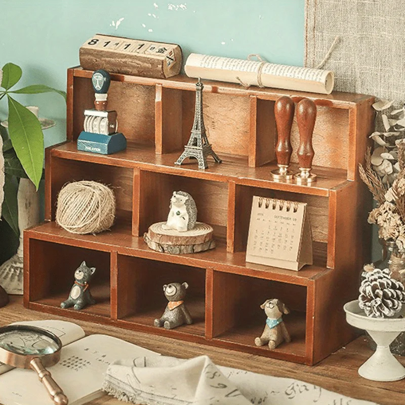 Custom.Vintage Solid Wood Figurine Storage Display Cabinet - Thickened Wooden Boards, Wall-Mounted Hooks, Multi-Comp