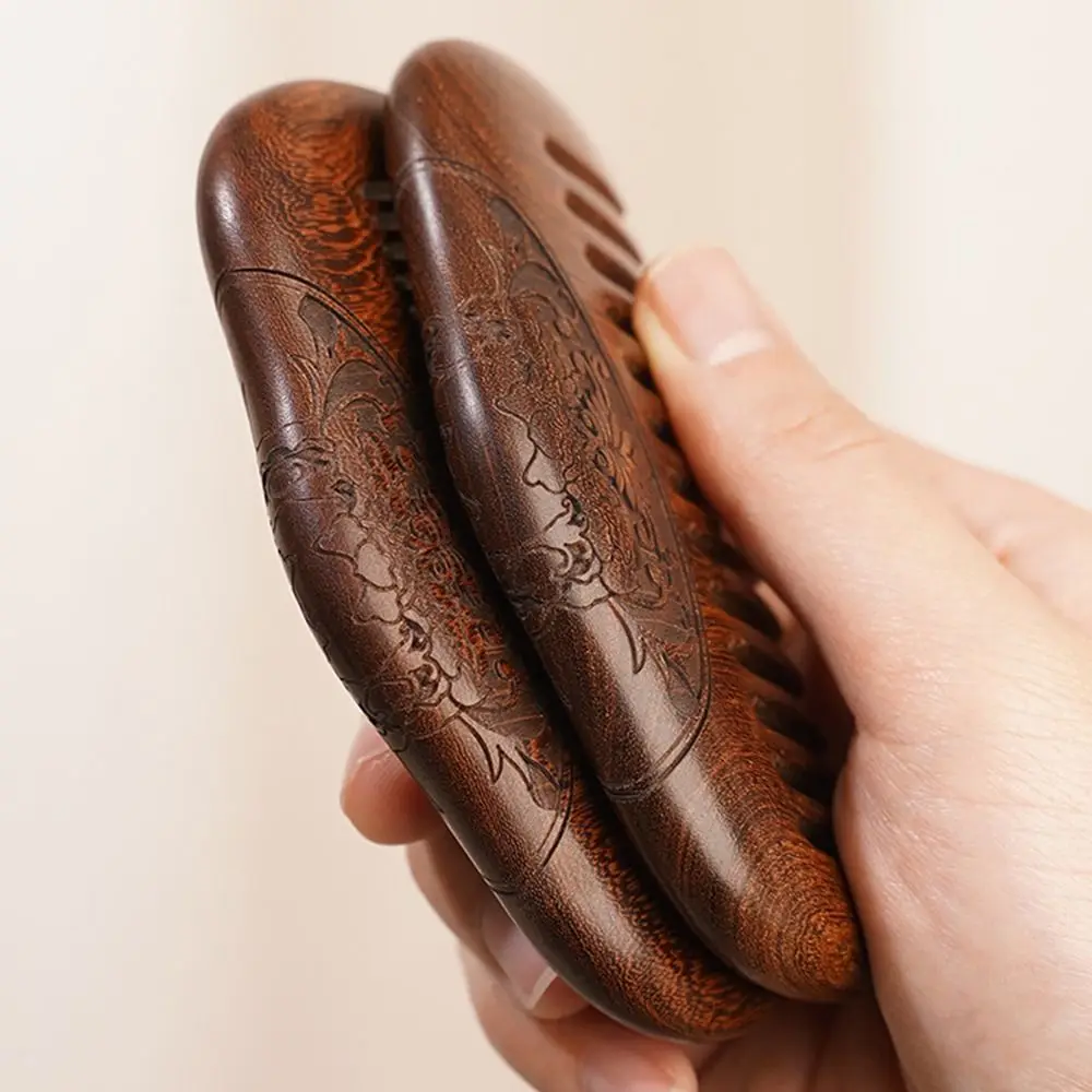 New Black Gold Sandalwood Pocket Wooden Comb Super Narrow Tooth No Static Lice Beard Comb Wood Combs Women Girls