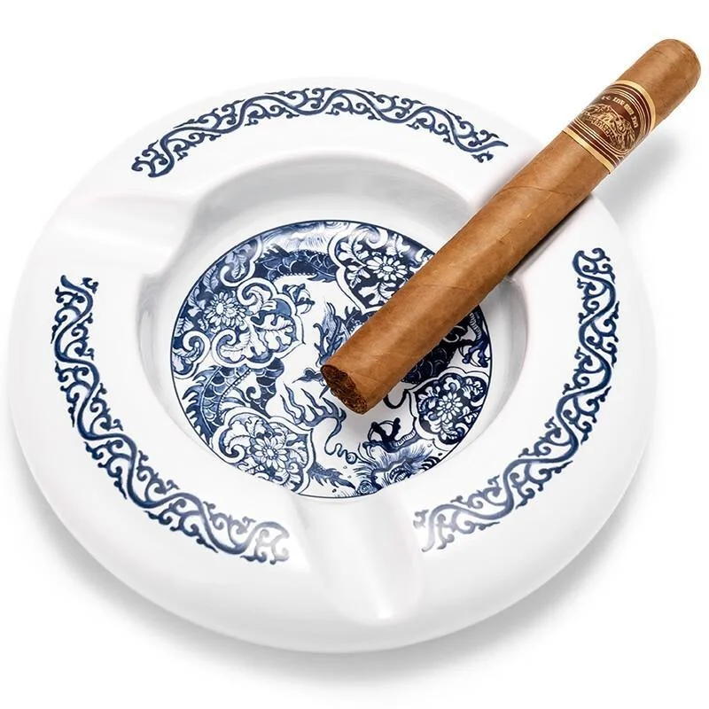 

Father's day gift Luxury Ceramic Cigar Ashtray Pattern Portable Cigarette Trough Home Use Stylish Living Room Accessory