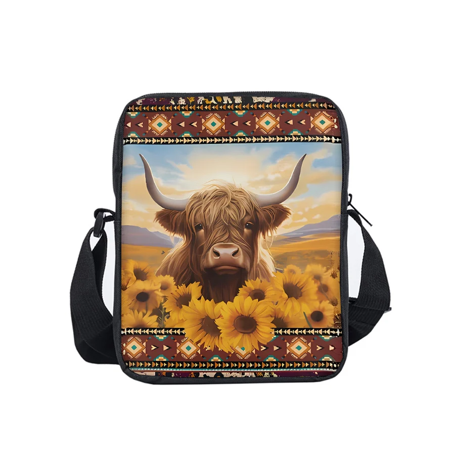 

Cute Cattle Pattern Single Sided Messenger Bag for Boy/Girls Children Best Gifts 3D Cartoon Casual Crossbody Bag