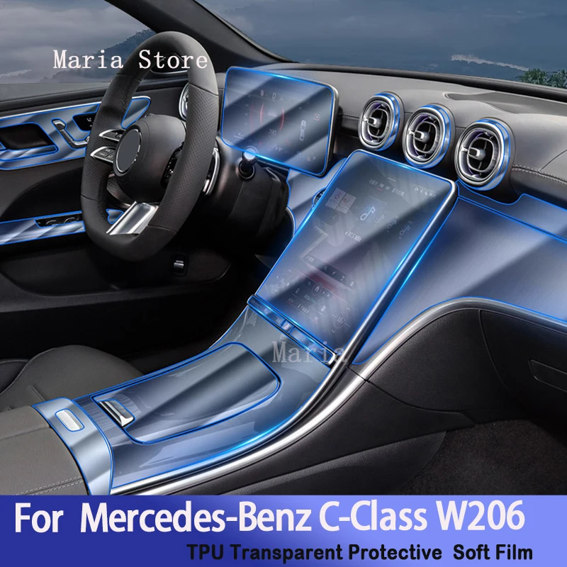 

For Mercedes-Benz W206 C-Class（2022） Car Interior Center Console Transparent TPU Protective Film Anti-scratch Repair Car Sticker