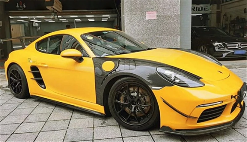 For Porsche 981 718 987 911 992 Boxster Cayman Forged Carbon FRP Half Carbon Fiber Front Vented Fender Leaf Board Body Kit Parts