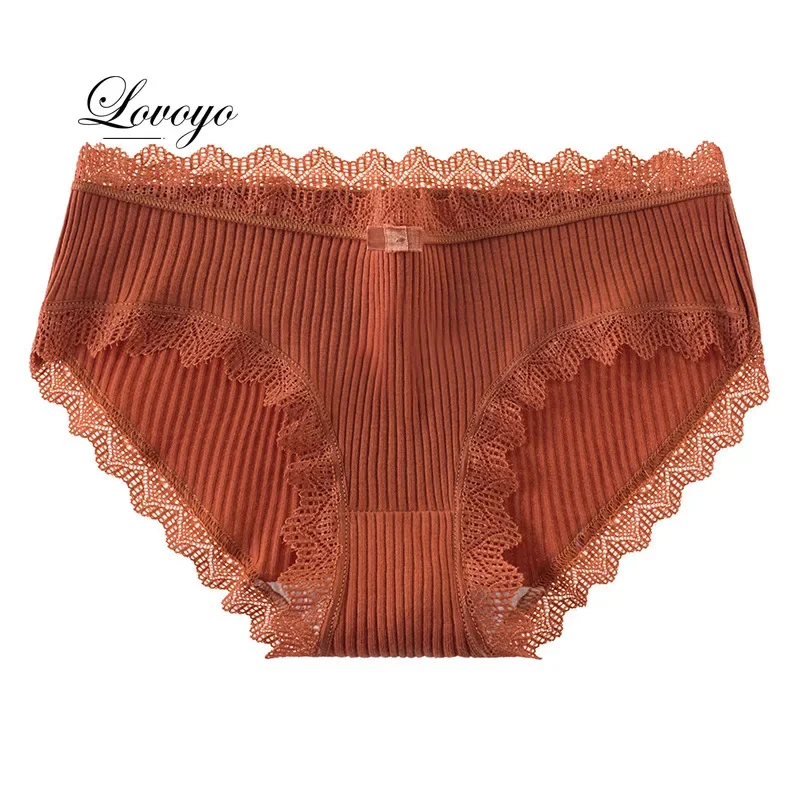 Sexy Briefs Women Middle Waist Cotton Underwear Bowtie Panties Breathable Lace Intimates Antibacterial Crotch Lingere