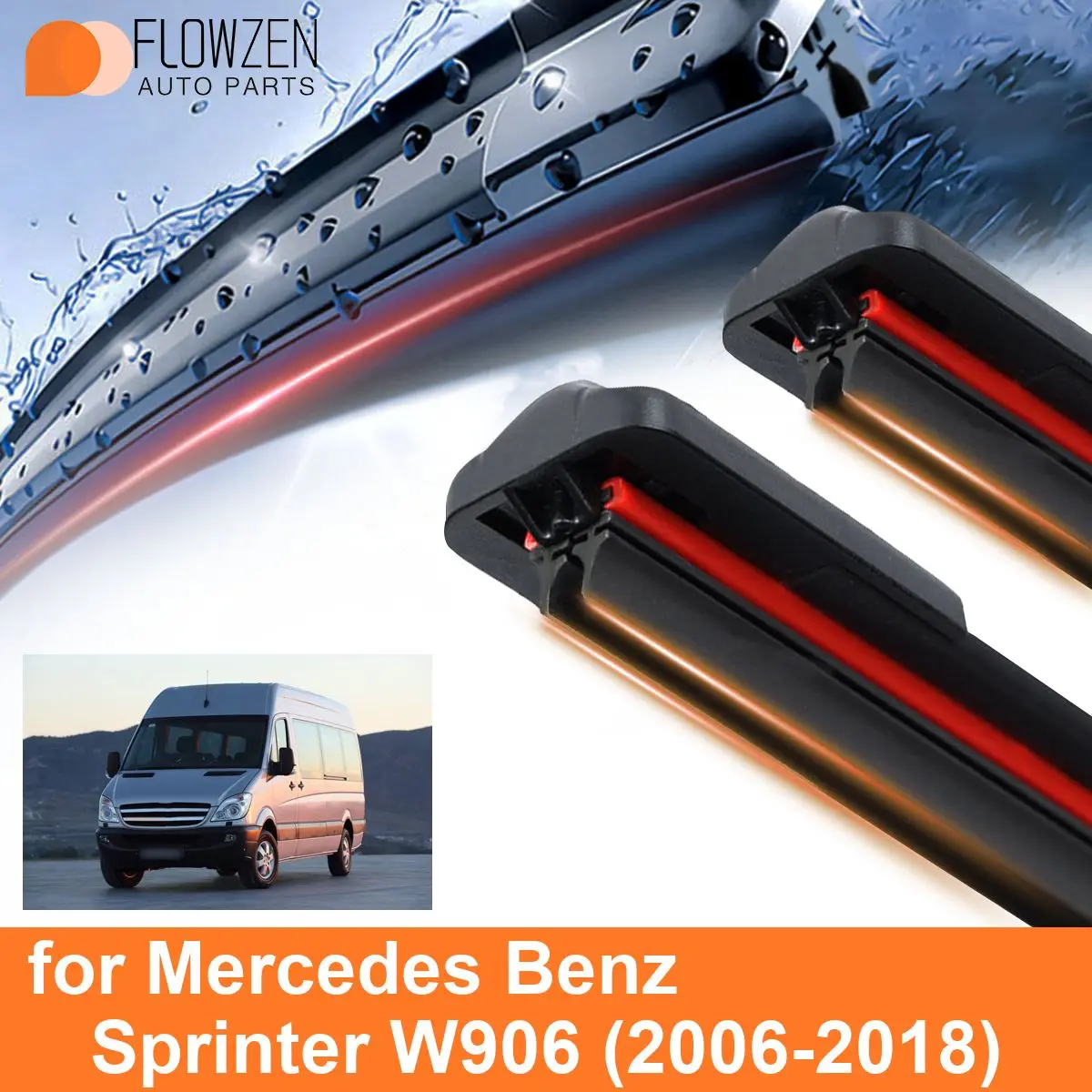 Car Windshield Wiper Blades for Mercedes Benz Sprinter W906 Double Rubber Frameless Bracketless WipersSoft Accessories