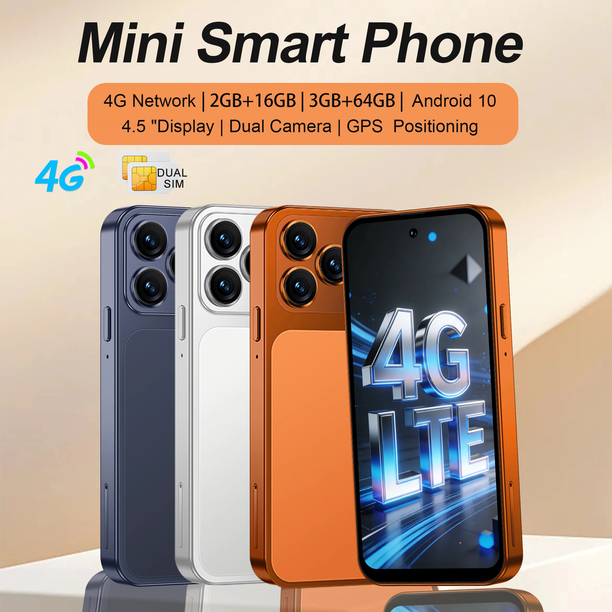 SERVO S45 Pro mini Smartphone Dual SIM Card Android 10.0 4.0'' HD 2000mAh Battery WIFI Bluetooth 4G Small Mobile Phone