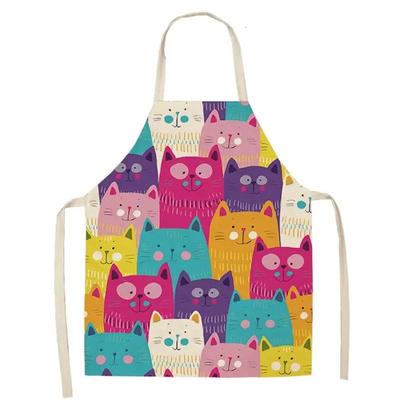 Cute Cat Pattern Kitchen Apron Antifouling Oil Proof Men\'s and Women\'s Kitchen Apron Hairdresser Cafe Kitchen Apron Barbacoa