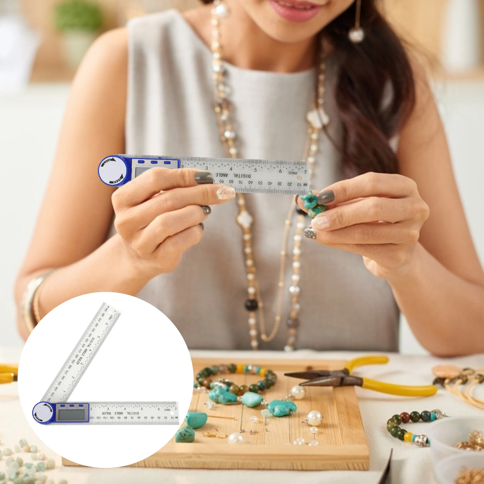 

Digital Angle Ruler Plastic Woodworking Goniometer Home Protractor Double Scales Metric Inch Lightweight Compact Ergonomic
